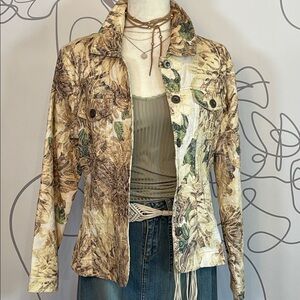 Analogy-Embroidered Floral Print Jacket size L